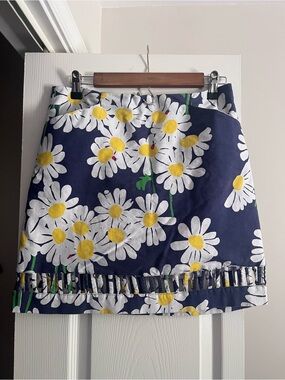 Lilly Pulitzer Navy White and Yellow Daisy Mini Skirt